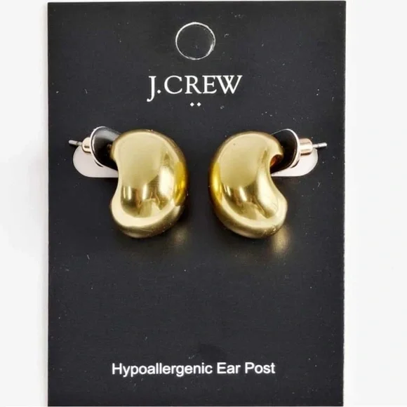 J.CREW ‘THE BEAN’ Structural Orb Earrings in Brushed Gold; Signed & NWT - Picture 10 of 11